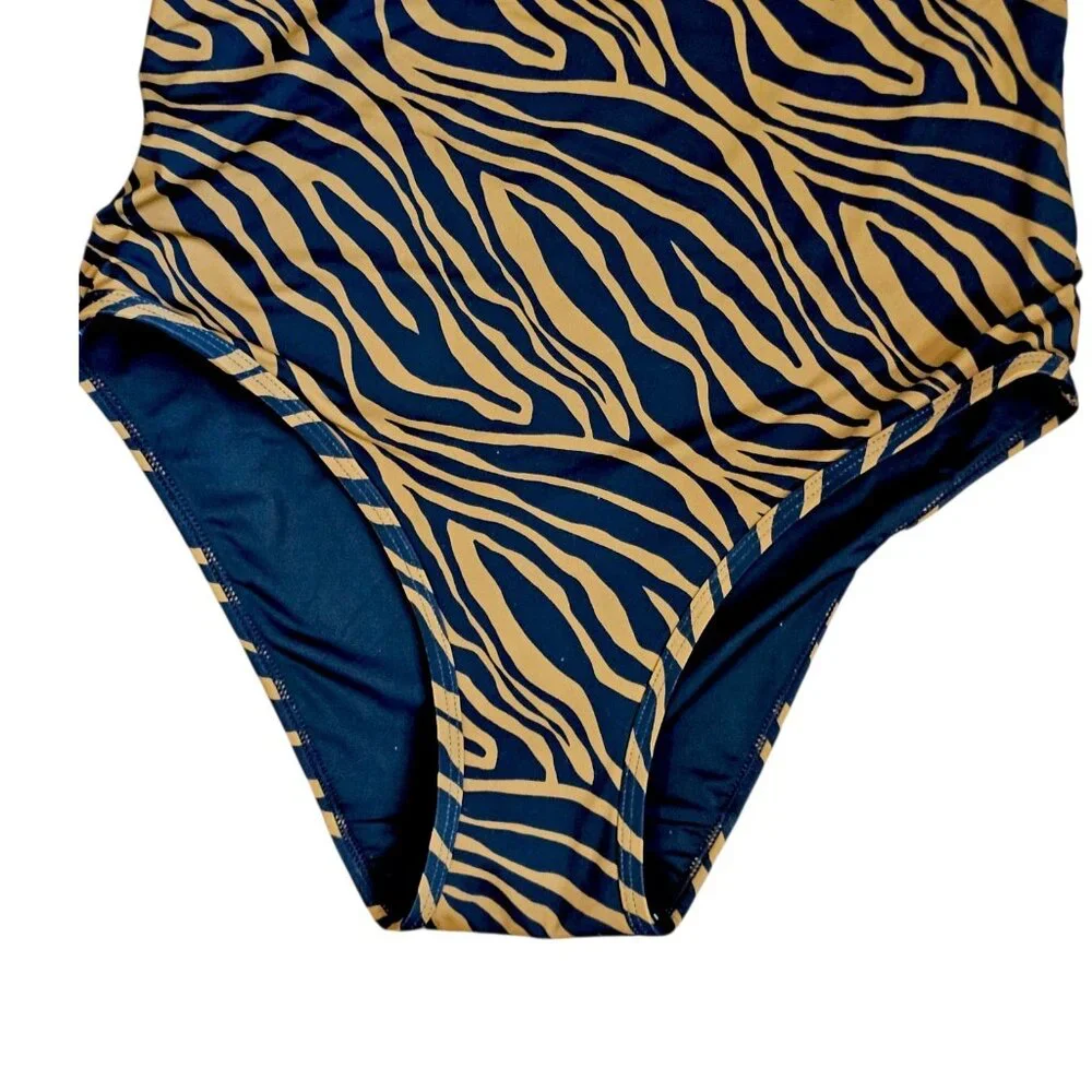 Knix Animal Print One Piece Classic Swimsuit Leakproof Tiger Print Sz M‎ Brown